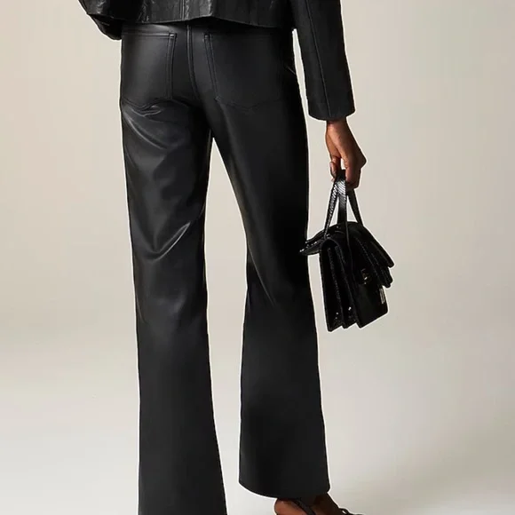 NEW J CREW faux leather slim wide-leg pant - Picture 3 of 4